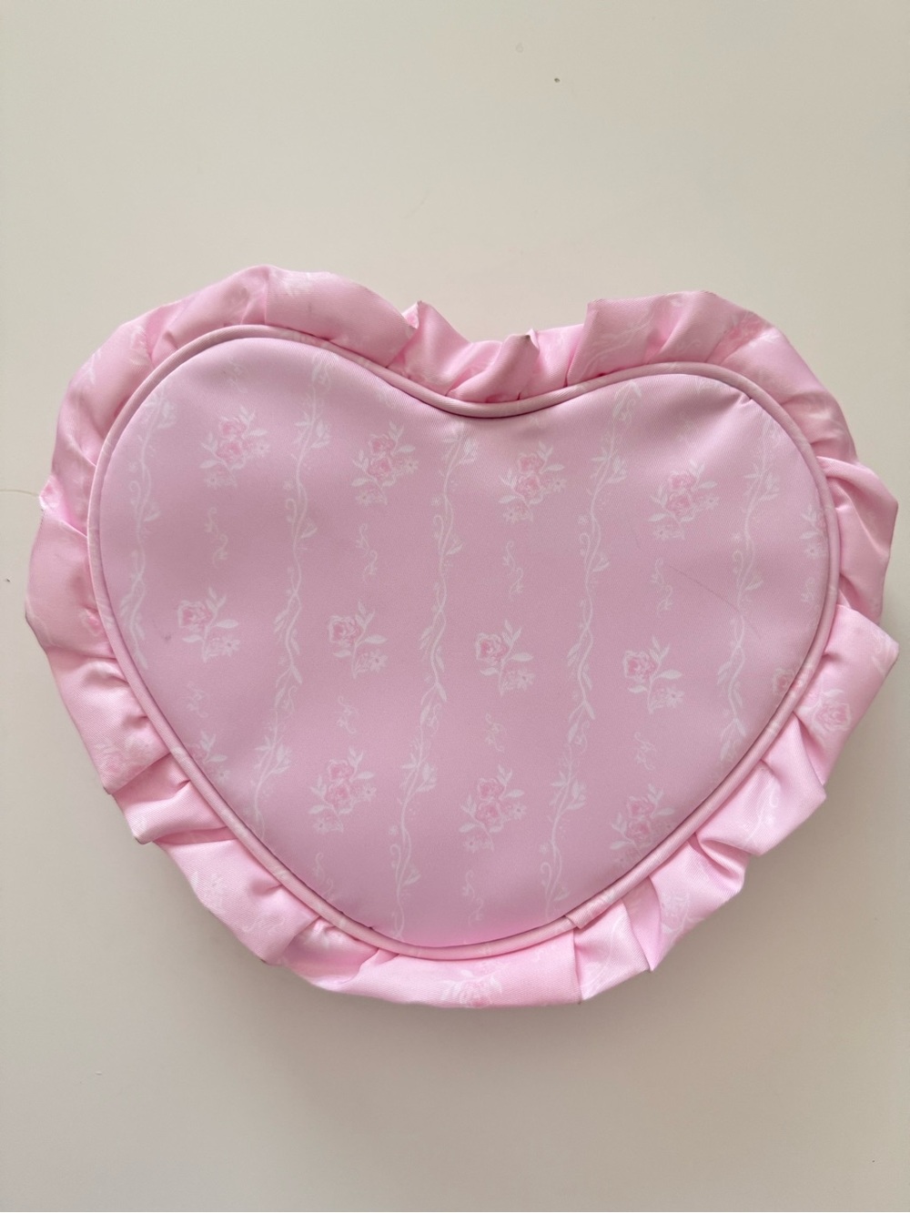 Pink Heart-Shaped Ruffle Pillow - Picture 2 of 5